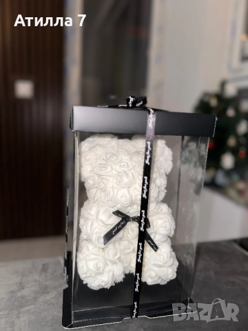 Подаръчно мече с вечни рози и елегантна панделка - идеално за празници, снимка 12 - Подаръци за жени - 52711961