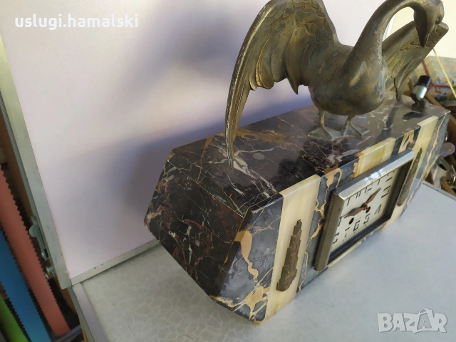 Стар мраморен каминен часовник, снимка 6 - Антикварни и старинни предмети - 53044206