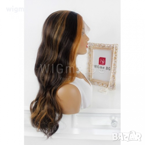 Дълга чуплива тъмнокестенява перука на кичури Парис, снимка 3 - Аксесоари за коса - 36057410