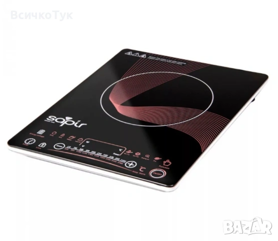 ✨Индукционен котлон SAPIR SP 1445 N, 2100W, LED екран, 8 функции, 10 степени, Таймер, Черен