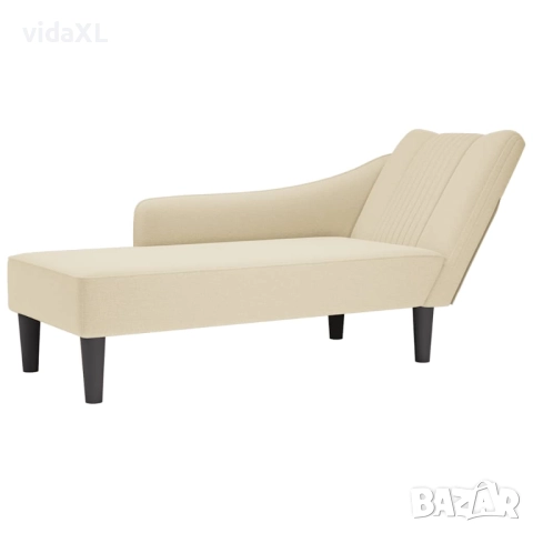 vidaXL Шезлонг с десен подлакътник Кремава тъкан(SKU:4009804), снимка 1