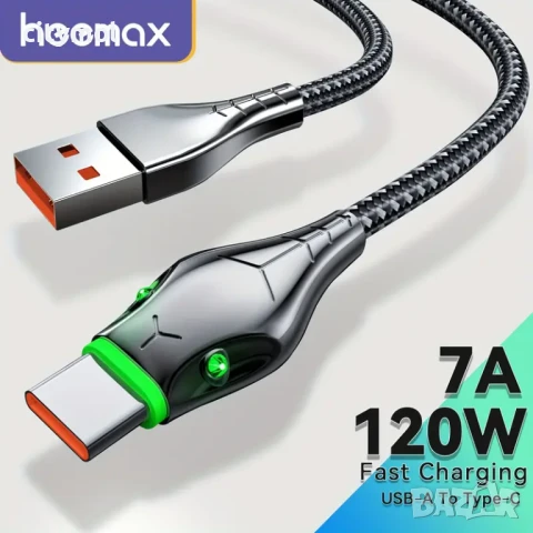 USB към USB Type-C Charging Cable 120W, найлонова оплетка, LED индикация