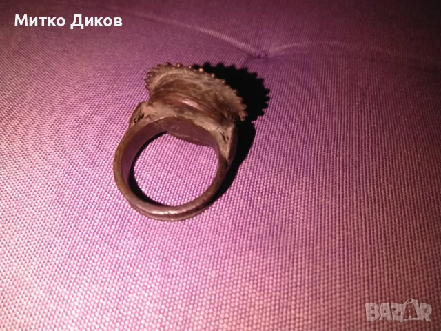  ВЪЗРОЖДЕНСКИ БОЛЯРСКИ АВТЕНТИЧЕН ЕТНОГРАФСКИ  ПРЪСТЕН БРОНЗ 17-18 Век 18.49грама, снимка 5 - Колекции - 52708519