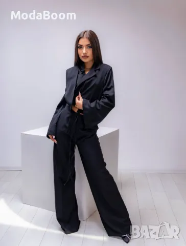 Черен дамски комплект от две части , снимка 2 - Костюми - 48067297
