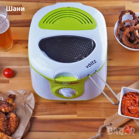 Фритюрник Voltz V51980A, 2 литра, 1300W, 80-190 C, Незалепващ съд, Бял/зелен, снимка 3 - Фритюрници - 49088336