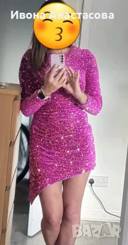 АСИМЕТРИЧНА РОКЛЯ ПАЕТИ, снимка 6 - Рокли - 47841818