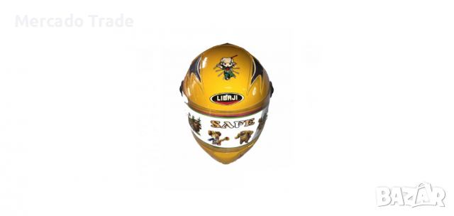 Детска каска за мотор, скутер или мотопед, Жълта