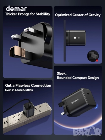 Зарядно устройство NEWDERY 65W GaN за Nintendo Switch 2 (TV режим), Steam Deck, ROG Ally, iPhone, снимка 5 - Друга електроника - 52637206