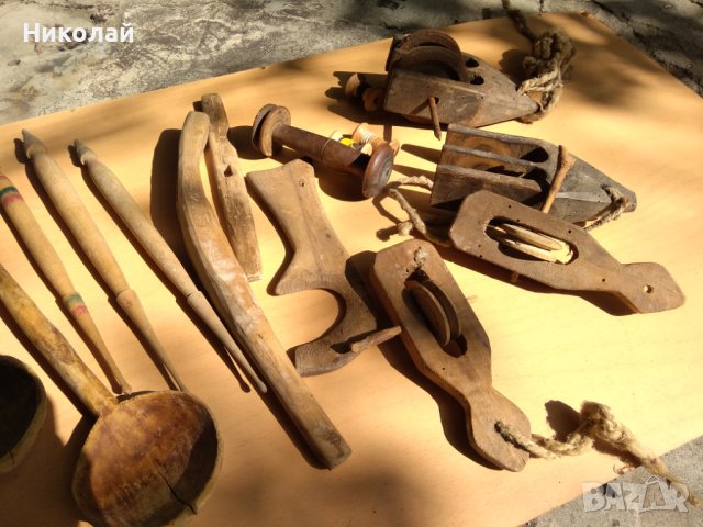 Дървени лъжици , вретено и части от стан , снимка 4 - Антикварни и старинни предмети - 42234695