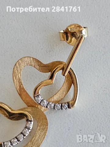 Златни обеци злато 14К проба 585, снимка 2 - Обеци - 49368743