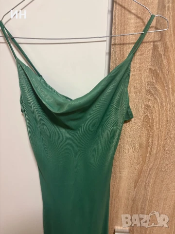 Сатенена рокля в зелено, снимка 8 - Рокли - 51180001