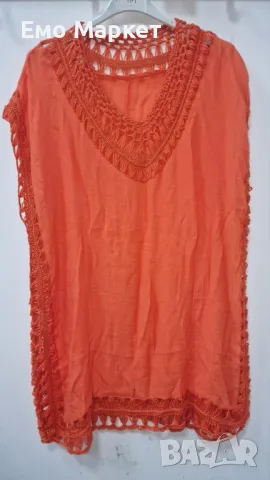 Лятна туника в свободна кройка, подходяща и за плажа, универсален размер. Дължина-85см;Ширина-60см., снимка 5 - Туники - 49513656