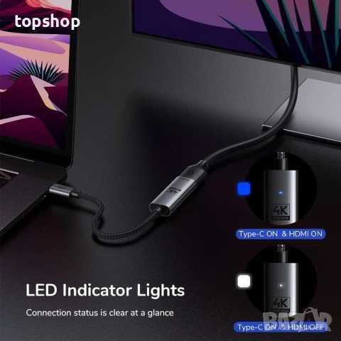 Нов Syncwire USB C to HDMI Adapter [4K@60Hz], снимка 3 - Кабели и адаптери - 50501210