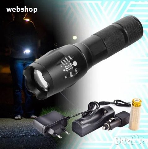 LED фенер BL-1831 с мек спусък за лов и риболов ,  акумулаторна батерия, снимка 1 - Прожектори - 40005432