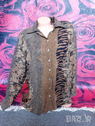 Кафява риза от шифон ХЛ, снимка 1