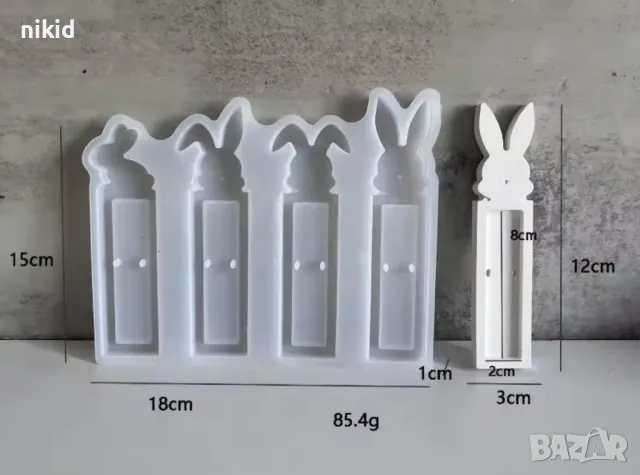 Заек държач поставка органайзер силиконов молд с отвор за предмет силиконов молд форма смола гипс, снимка 2 - Форми - 49885902