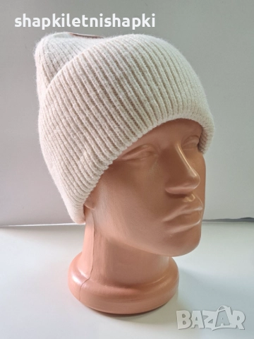 342 Дамска плетена шапка,ангора-бутикова, снимка 2 - Шапки - 52538036