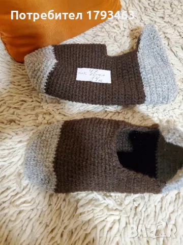 Ръчно плетени мъжки терлици от вълна, размер 47, снимка 2 - Мъжки чорапи - 50025586