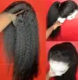 Yaki Kinky дълга черна перука с дантела лейс фронт , снимка 5