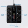 Универсален разклонител с 6 гнезда 3.4А 4 USB Порта и 1 Type-c 3000W , снимка 3