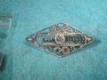 СТАРА СРЕБЪРНА РОМБОВИДНА БРОШКА ФИЛИГРАННО СРЕБРО ВИСОКА ПРОБА МАЙСТОРСКА ИЗРАБОТКА с ЦИРКОН 25842 , снимка 3