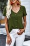 Дамска блуза в зелено с къс ръкав и копчета, снимка 1 - Тениски - 40517994