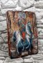 икона Свети Мина на кон със светци 21/15 см - УНИКАТ, декупаж, снимка 3