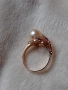 Старинен златен пръстен с естествена перла ръчна изработка, снимка 2