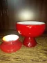 Комплект червени кристални вази от 80-те години , снимка 1