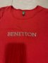 Дамска блузка с лъскав надпис на Benetton S, снимка 1 - Тениски - 41384615
