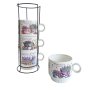3838 Комплект керамични чаши на метална стойка lavender, снимка 3