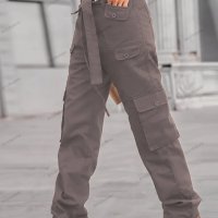 Модни дамски карго панталони с много джобове, 4цвята - 023, снимка 13 - Панталони - 41776112