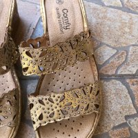Нови чехли естествена кожа и мемори пяна Comfy Shoes, снимка 3 - Чехли - 41375164