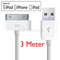 Кабел за iPhone 2G 3G 4 4S iPad и iPod – 3 метра, снимка 1 - Аксесоари и консумативи - 36261297