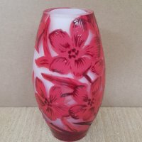 Красива ваза НАНСИ DAUM NANCY сецесион червена реплика, снимка 3 - Вази - 40919246