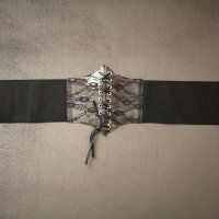 Черен корсет колан за талия с дантела и връзки - размер M-L, снимка 10 - Корсети, бюстиета, топове - 41015999
