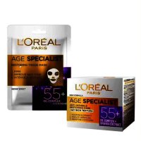 Крем за лице L'Oréal 55+, Day Rich Texture, 50 ml+ Маска за лице  L'Oréal 55+, Day Rich Texture, снимка 1 - Козметика за лице - 41401979