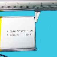 Батерия 3.7V 500mAh/ 503035/ Li-Ion, снимка 3 - Друга електроника - 39341177