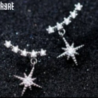 Обеци"Glamorous stars",white,странични по ухото/нови, снимка 1 - Колиета, медальони, синджири - 44556412