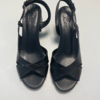 Дамски сандали с ток - Черни 39, снимка 2 - Дамски обувки на ток - 41803209