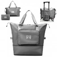 Сгъваема чанта, мини портфейл, пътническа чанта, за спорт, път или пазар, сива, снимка 1 - Чанти - 40202649
