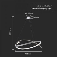 LED Полилей 48W Бял Димиране Топло Бяла Светлина, снимка 4 - Полилеи - 41381552