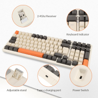 Механична геймърска клавиатура Rii, безжична, 101 клавиша, RGB подсветка, снимка 8 - Клавиатури и мишки - 44829528