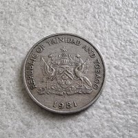 Монета. Карибски басеин. 25 цента. Тринидад и Тобаго. 1981 година , снимка 2 - Нумизматика и бонистика - 40214896