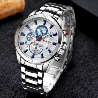 луксозен стилен мъжки часовник Curren, метална верижка, стрелки, спортен, снимка 8 - Мъжки - 34246874