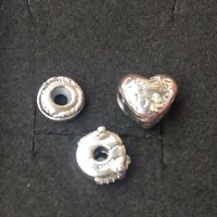 Сребърни елементи за гривна Пандора / 2 стопера и едно сърце , снимка 1 - Гривни - 40308299