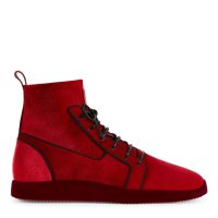GIUSEPPE ZANOTTI Red Velvet High Top Sneakers Мъжки Велурени Кецове size 41, снимка 1 - Кецове - 42383947