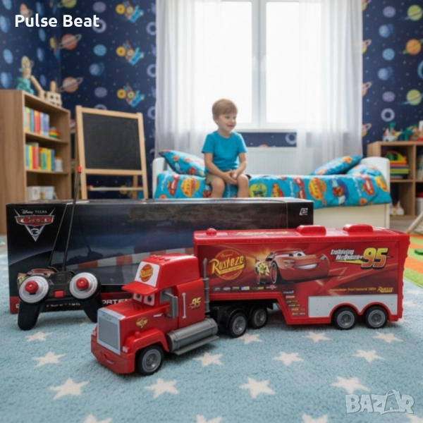 Радиоуправляем камион Mack Rust-eze Transporter с Мълнията Маккуин, снимка 1