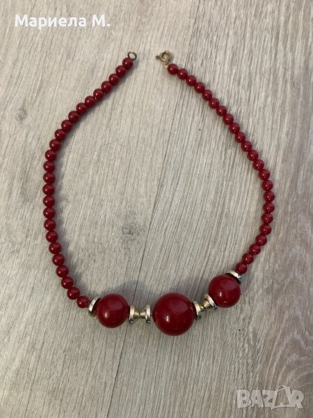 Колие - тъмно червено, снимка 1