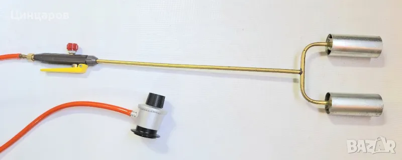 Горелка пропан-бутан с двойка дюзи,камбани,маркуч 5м,регулатор 2bar, снимка 1